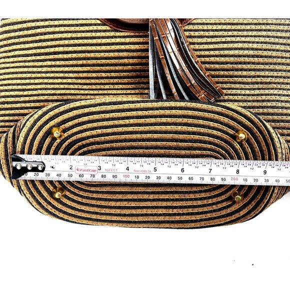 Shoulder Handbag Hobo Brown Textured woven Faux Leather Tassel Boho Chic - Picture 16 of 16